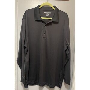 Greg Norman Polo Long Sleeve Golf Shirt Black Play Dry Performance Men's 2XL